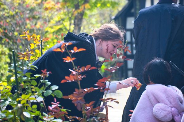 ハロウィン仕様の館内とテーブル